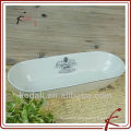 white glaze decal ceramic hand towel tray